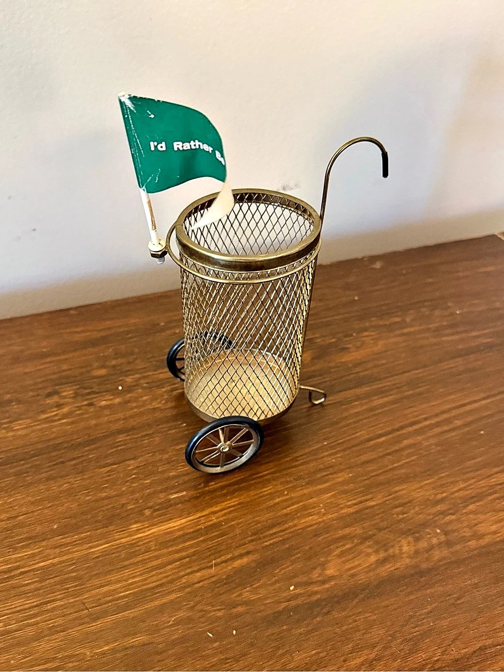 Vintage Russ Golf Cart Wire Mesh Basket Decor